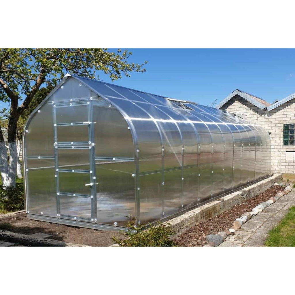 Gewächshaus KLASIKA STANDART 2,5 x 8m, 20 m², verzinkter Stahlrahmen, 1 Drehtür, 5  Fenster Hohlkammerplatten 6 mm