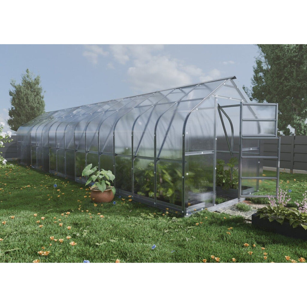 Gewächshaus KLASIKA STANDART 2,5 x 10m, 25 m², verzinkter Stahlrahmen, 1 Drehtür, 6  Fenster Hohlkammerplatten 4 mm