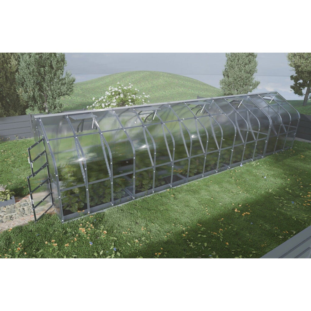 Gewächshaus KLASIKA STANDART 2,5 x 10m, 25 m², verzinkter Stahlrahmen, 1 Drehtür, 6  Fenster Hohlkammerplatten 6 mm