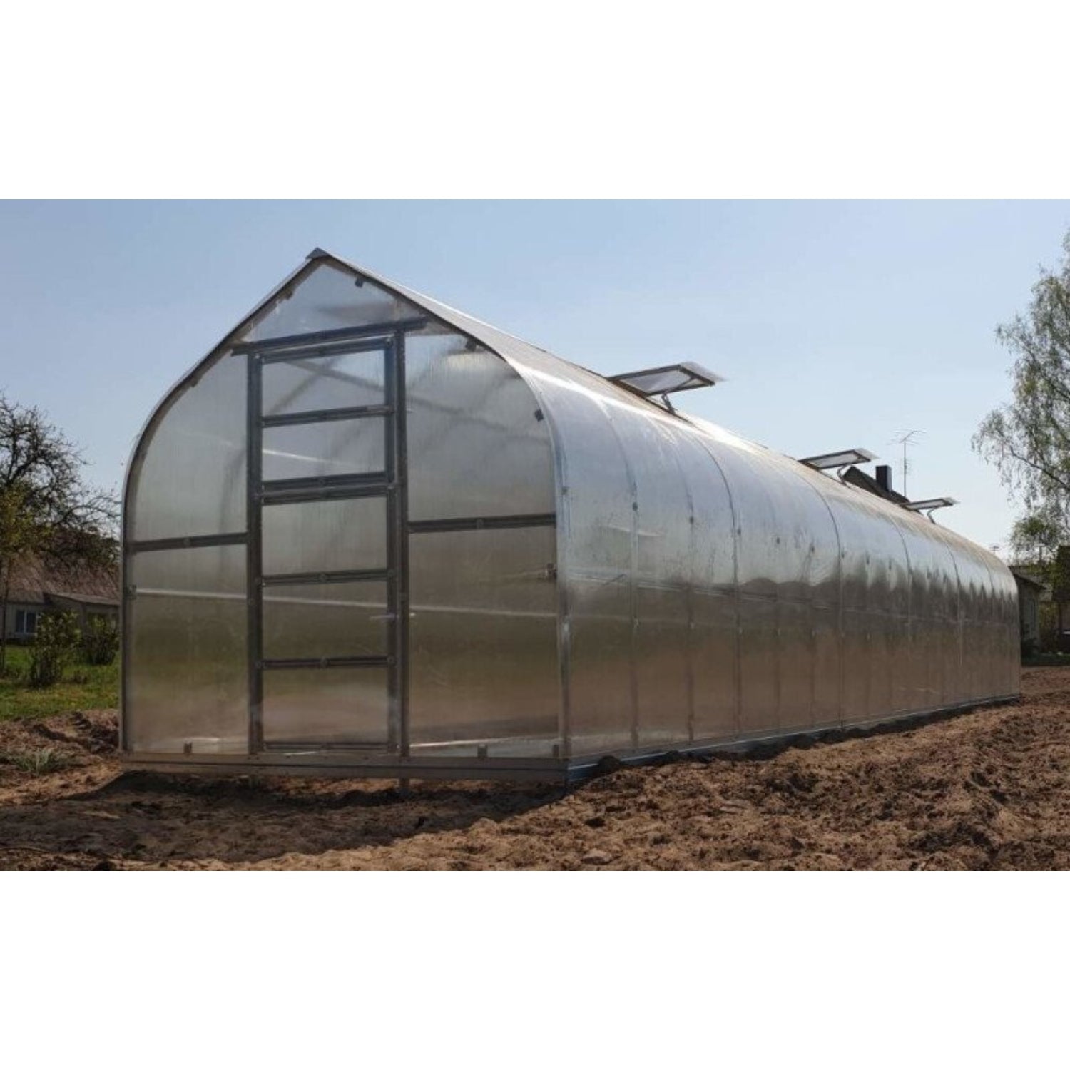 Gewächshaus KLASIKA STANDART 2,5 x 10m, 25 m², verzinkter Stahlrahmen, 1 Drehtür, 6  Fenster Hohlkammerplatten 6 mm