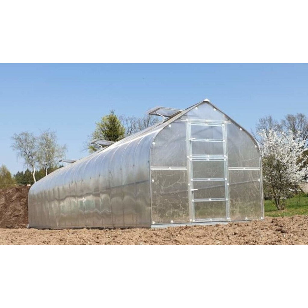 Gewächshaus KLASIKA STANDART 2,5 x 12m, 30 m², verzinkter Stahlrahmen, 1 Drehtür, 7  Fenster Hohlkammerplatten 4 mm