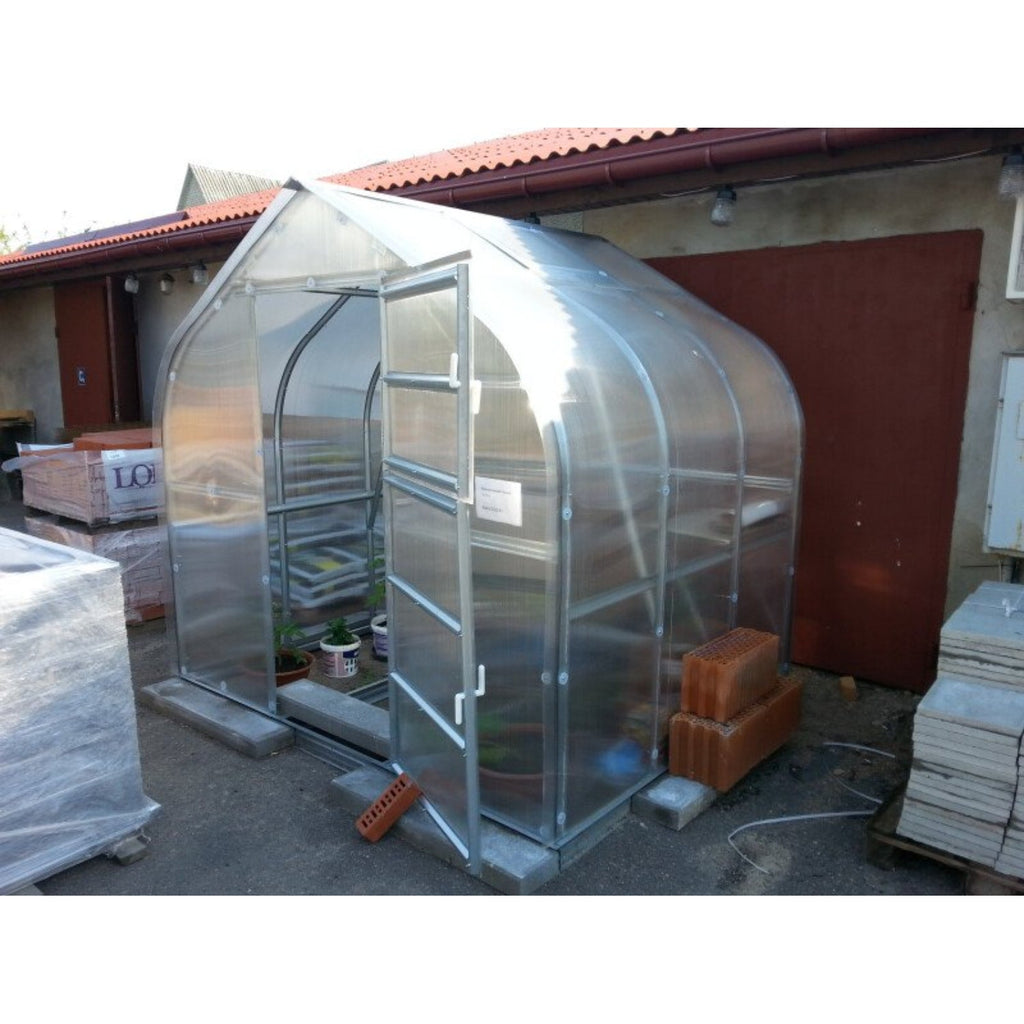 Gewächshaus KLASIKA STANDART 2,5 x 2m, 5 m², verzinkter Stahlrahmen, 1 Drehtür, 2  Fenster Hohlkammerplatten 4 mm