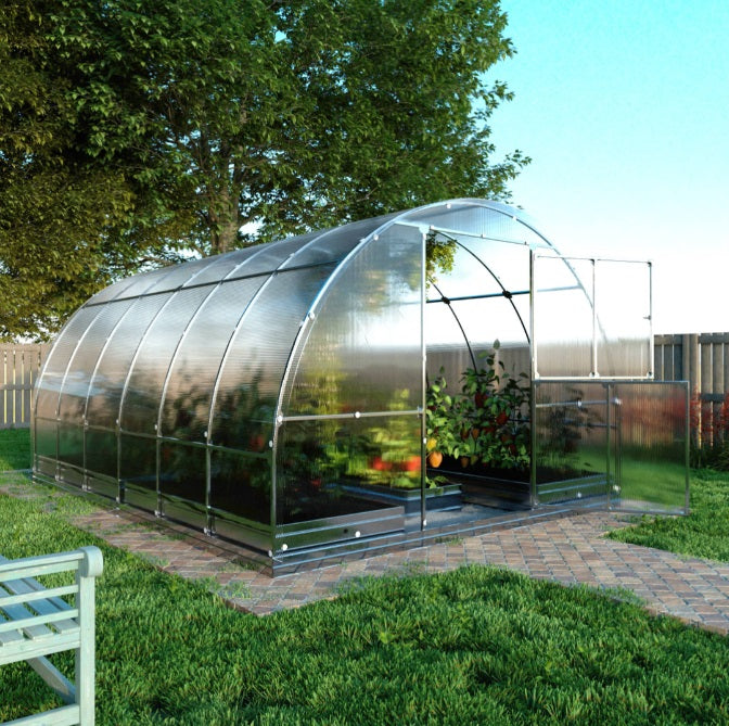 Gewächshaus KLASIKA TUBE 3 x 4m, 12 m², verzinkter Stahlrahmen, 1 Drehtür, 2  Fenster Hohlkammerplatten 4 mm