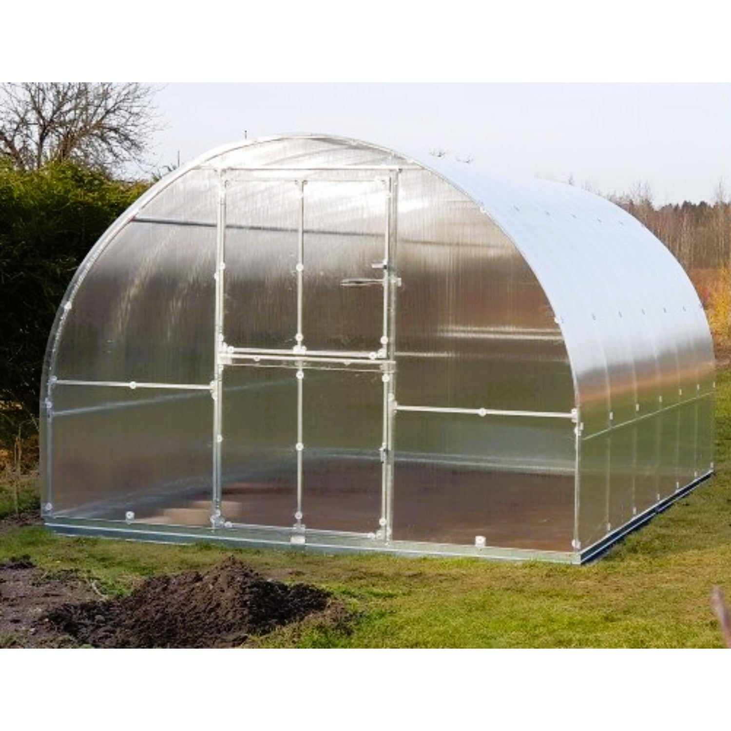 Gewächshaus KLASIKA TUBE 3 x 4m, 12 m², verzinkter Stahlrahmen, 1 Drehtür, 2  Fenster Hohlkammerplatten 6 mm
