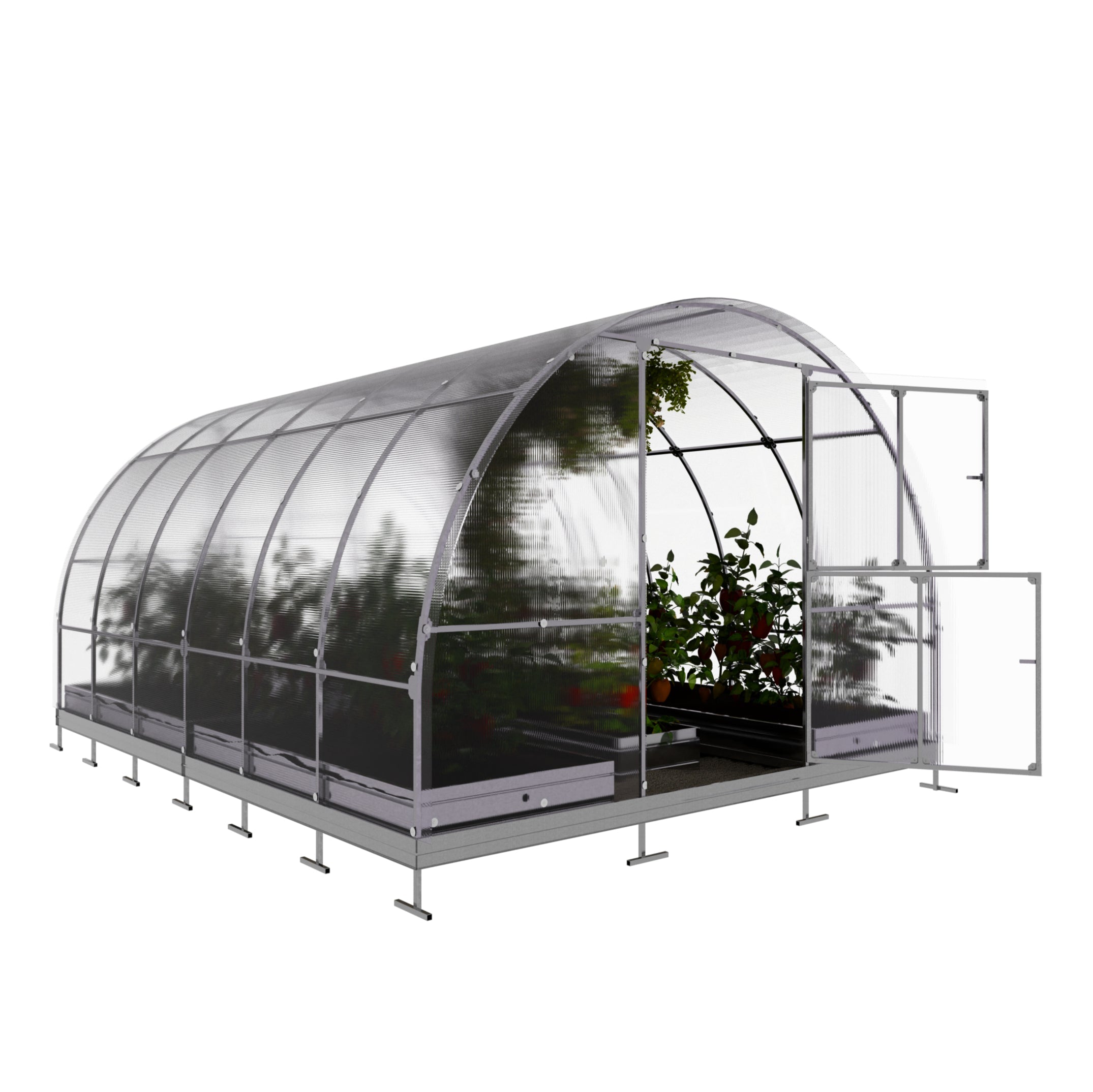 Gewächshaus KLASIKA TUBE 3 x 4m, 12 m², verzinkter Stahlrahmen, 1 Drehtür, 2  Fenster Hohlkammerplatten 4 mm