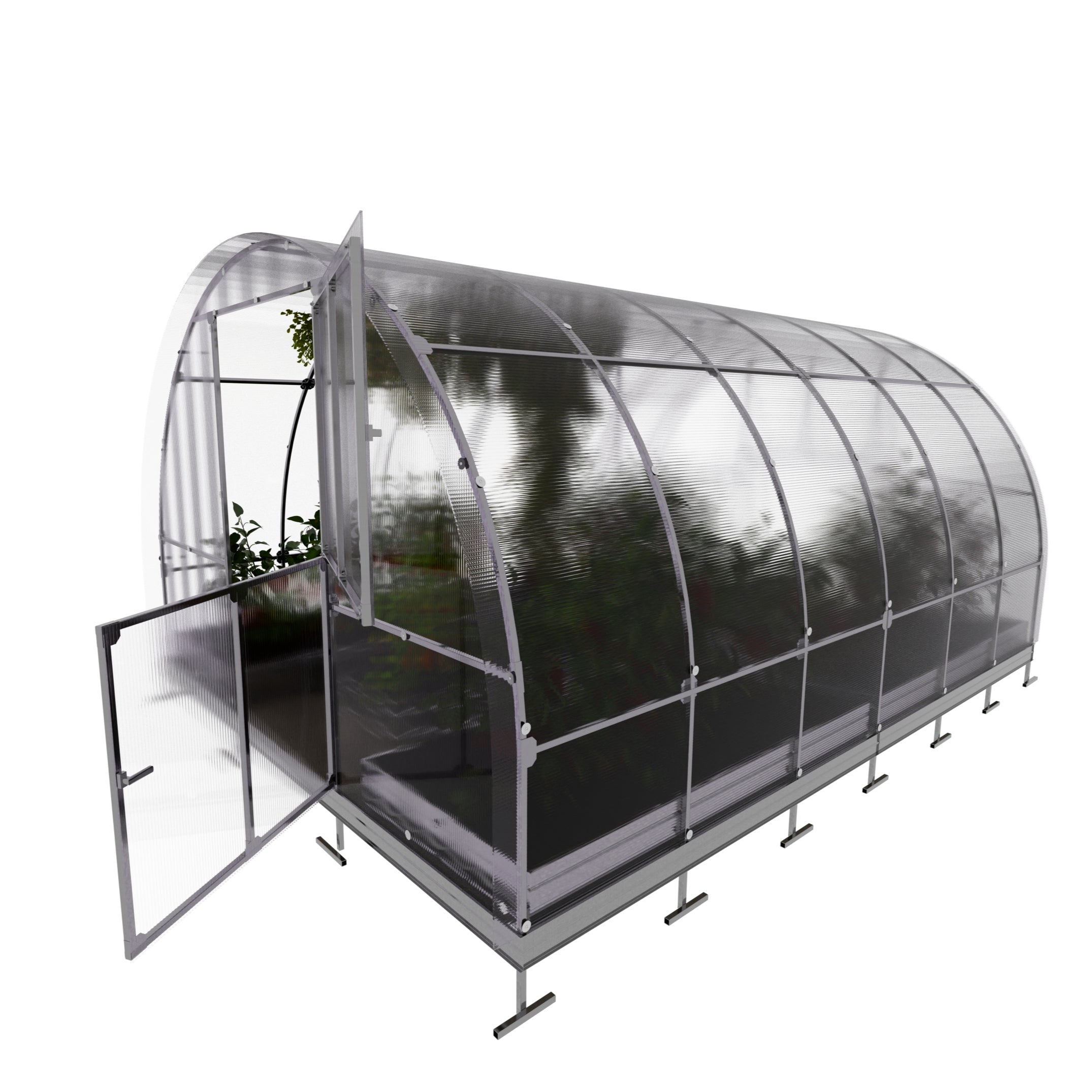 Gewächshaus KLASIKA TUBE 3 x 4m, 12 m², verzinkter Stahlrahmen, 1 Drehtür, 2  Fenster Hohlkammerplatten 6 mm