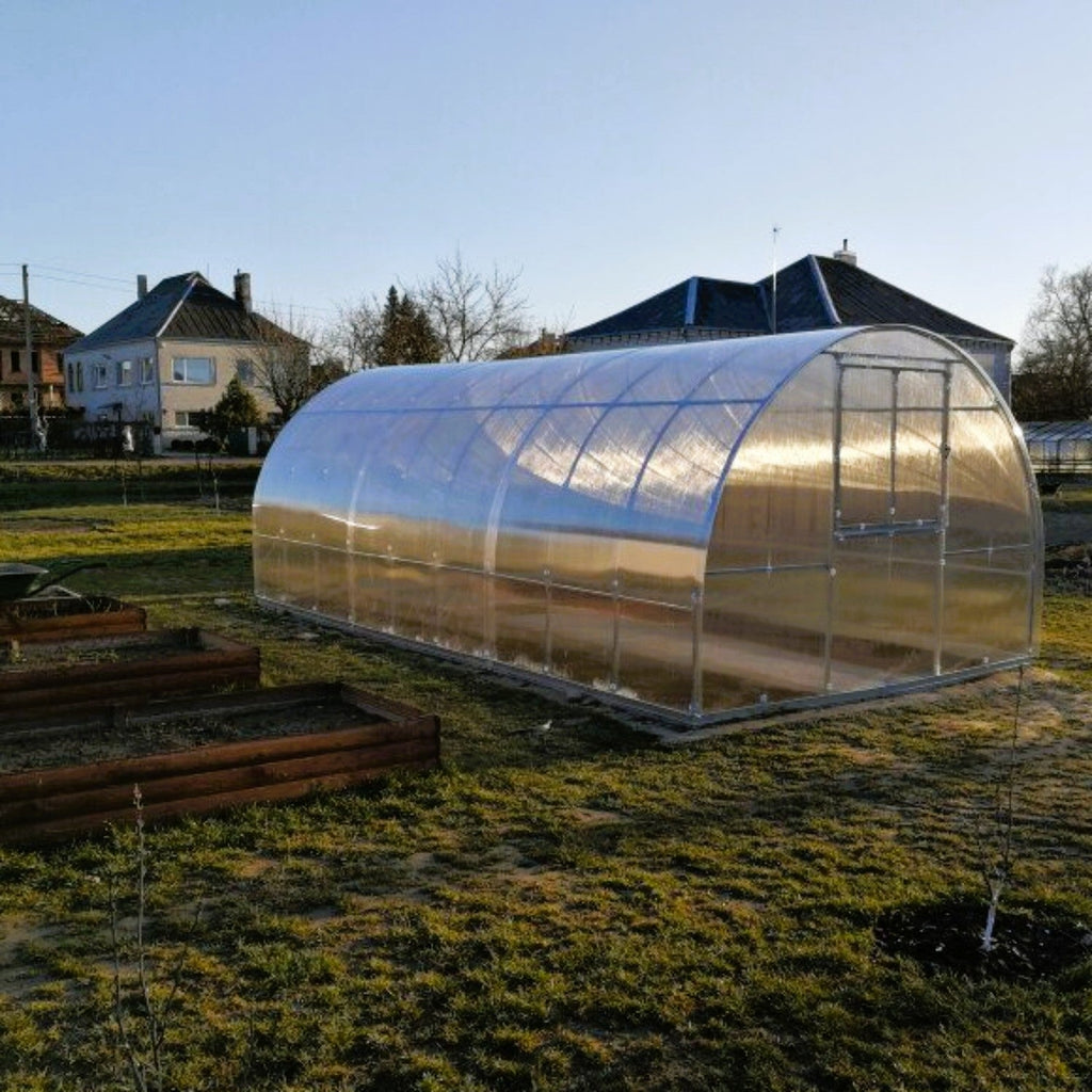 Gewächshaus KLASIKA TUBE 3 x 6m, 18 m², verzinkter Stahlrahmen, 1 Drehtür, 2  Fenster Hohlkammerplatten 4 mm