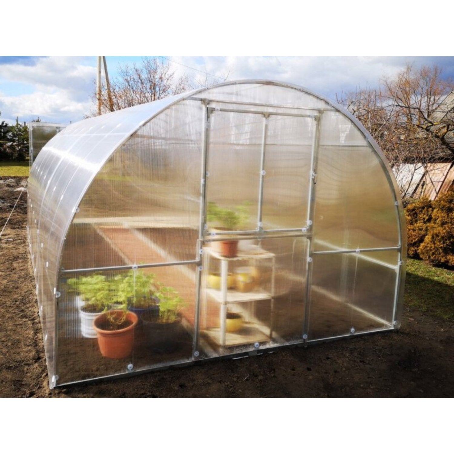 Gewächshaus KLASIKA TUBE 3 x 6m, 18 m², verzinkter Stahlrahmen, 1 Drehtür, 2  Fenster Hohlkammerplatten 4 mm