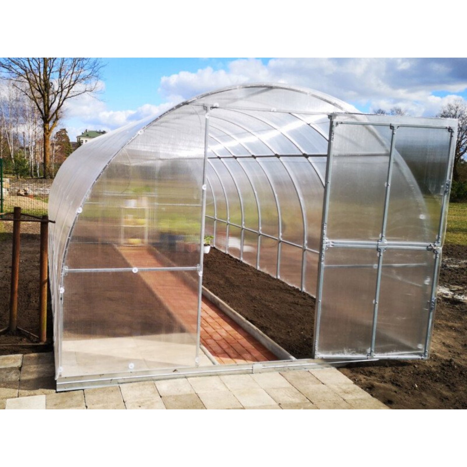 Gewächshaus KLASIKA TUBE 3 x 8m, 24 m², verzinkter Stahlrahmen, 1 Drehtür, 2  Fenster Hohlkammerplatten 6 mm