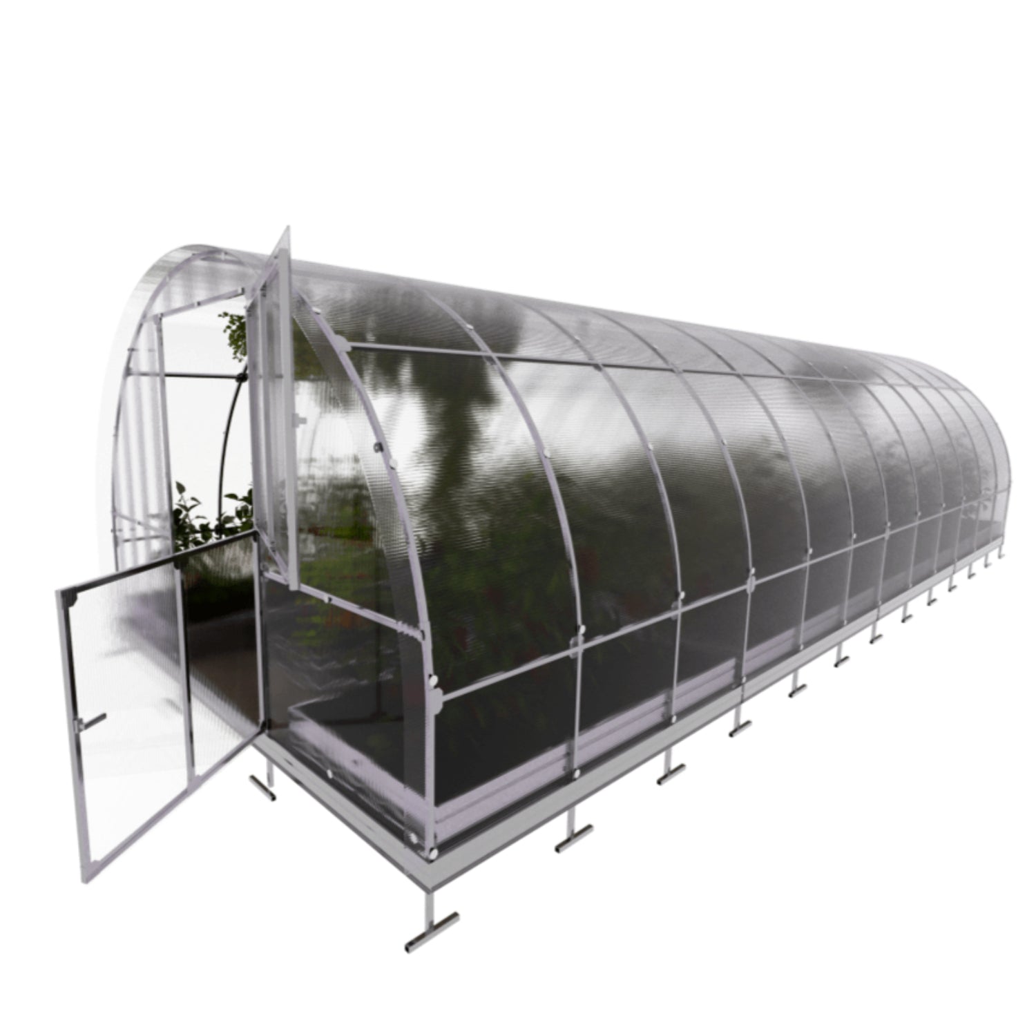 Gewächshaus KLASIKA TUBE 3 x 8m, 24 m², verzinkter Stahlrahmen, 1 Drehtür, 2  Fenster Hohlkammerplatten 6 mm