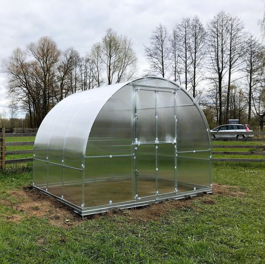 Gewächshaus KLASIKA TUBE 3 x 2m, 6 m², verzinkter Stahlrahmen, 1 Drehtür, 2  Fenster Hohlkammerplatten 6 mm