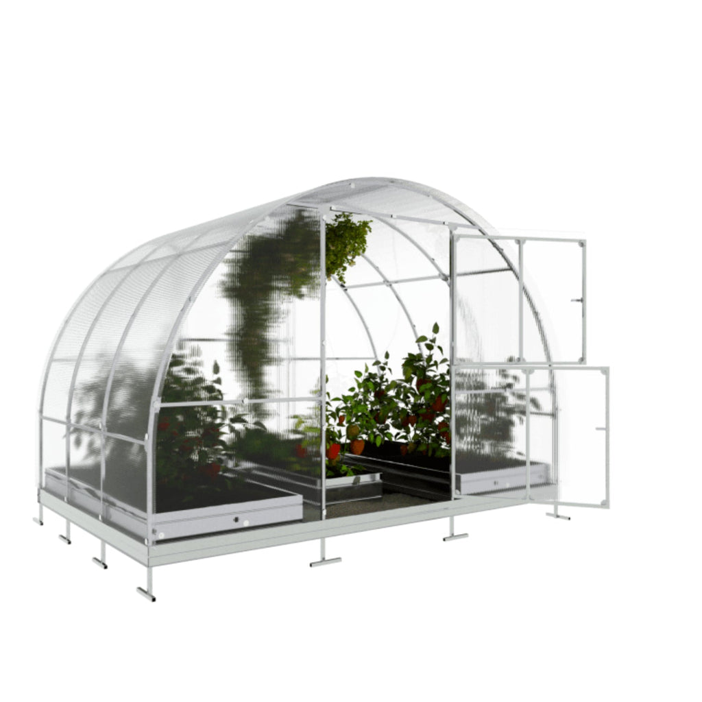 Gewächshaus KLASIKA TUBE 3 x 2m, 6 m², verzinkter Stahlrahmen, 1 Drehtür, 2  Fenster Hohlkammerplatten 4 mm