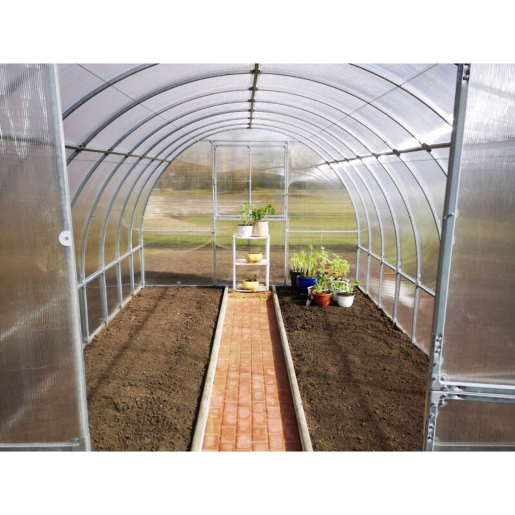 Gewächshaus KLASIKA TUBE 3 x 2m, 6 m², verzinkter Stahlrahmen, 1 Drehtür, 2  Fenster Hohlkammerplatten 4 mm