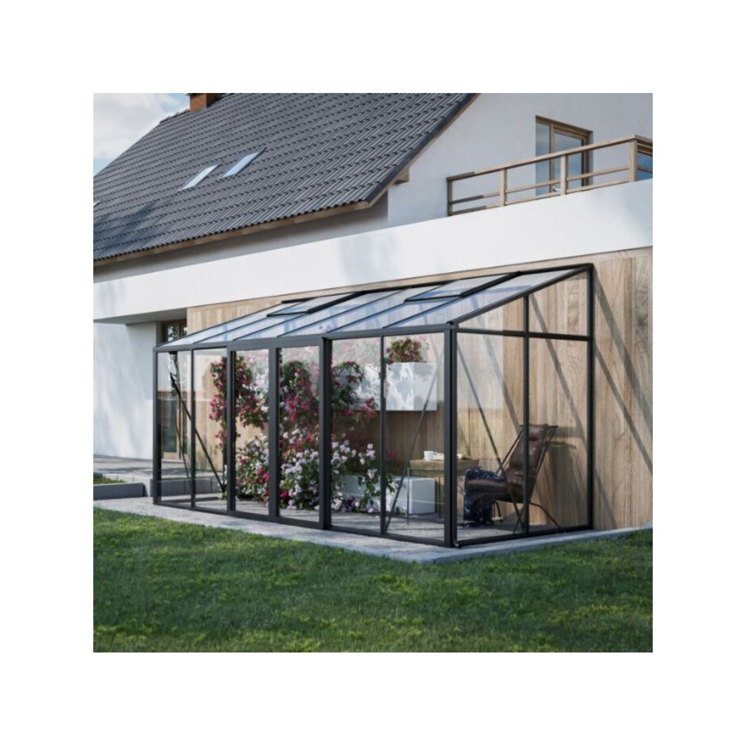 Gewächshaus LeanTo Series 160×385 cm, Seitenwände und Dach Glass
