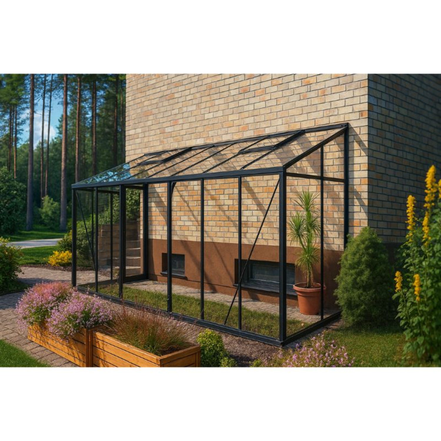 Gewächshaus LeanTo Series 160×385 cm, Seitenwände und Dach Glass