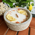 Limitierte Einzelstücke: Outdoor Citronella-Betonkerze „Mugge Schreck“ – Handgemachter Insektenschutz aus dem Südschwarzwald mit Blütenverzierung - Garten-On.de