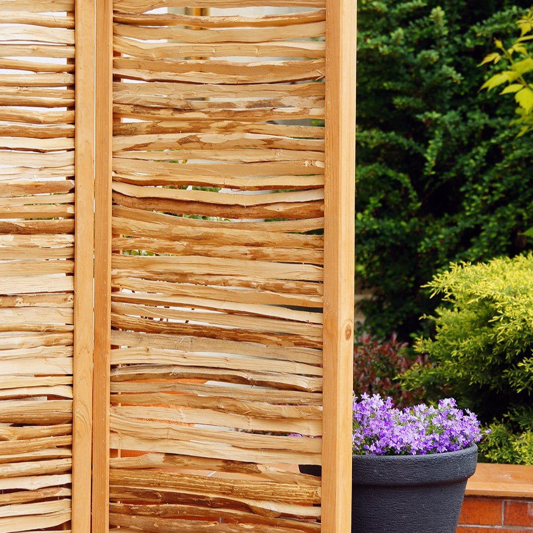 Haselnuss-Paravent 3teilig - Blickschutz aus Haselnuss - Garten-On.de