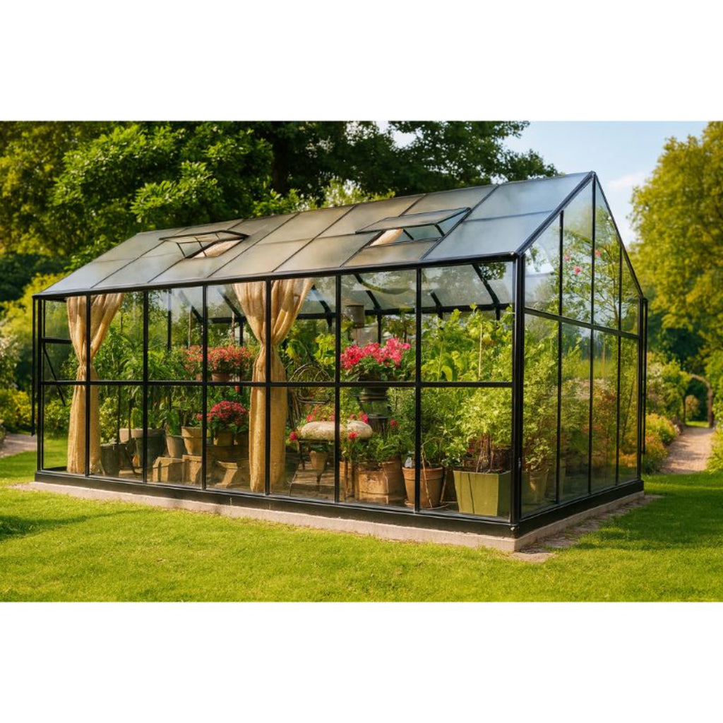 Gewächshaus Florence PRO Series 250×433 cm, Seitenwände Glass, Dach Hohlkammerplatten
