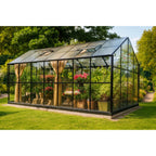 Gewächshaus Florence PRO Series 250×433 cm, Seitenwände Glass, Dach Hohlkammerplatten