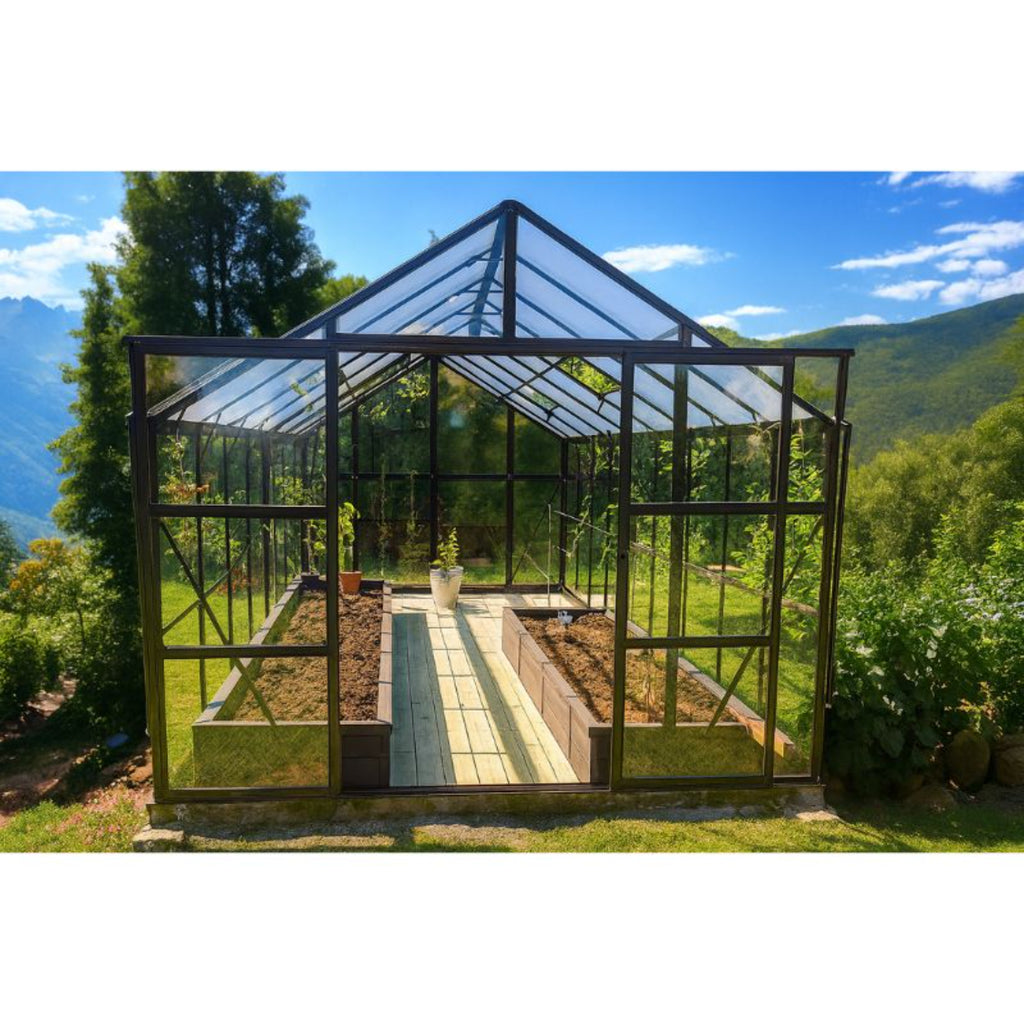 Gewächshaus Florence PRO Series 250×433 cm, Seitenwände Glass, Dach Hohlkammerplatten