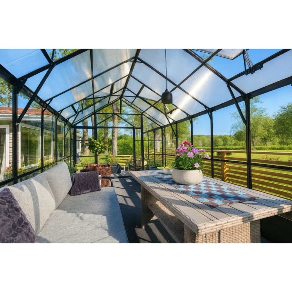 Gewächshaus Florence PRO Series 250×433 cm, Seitenwände Glass, Dach Hohlkammerplatten