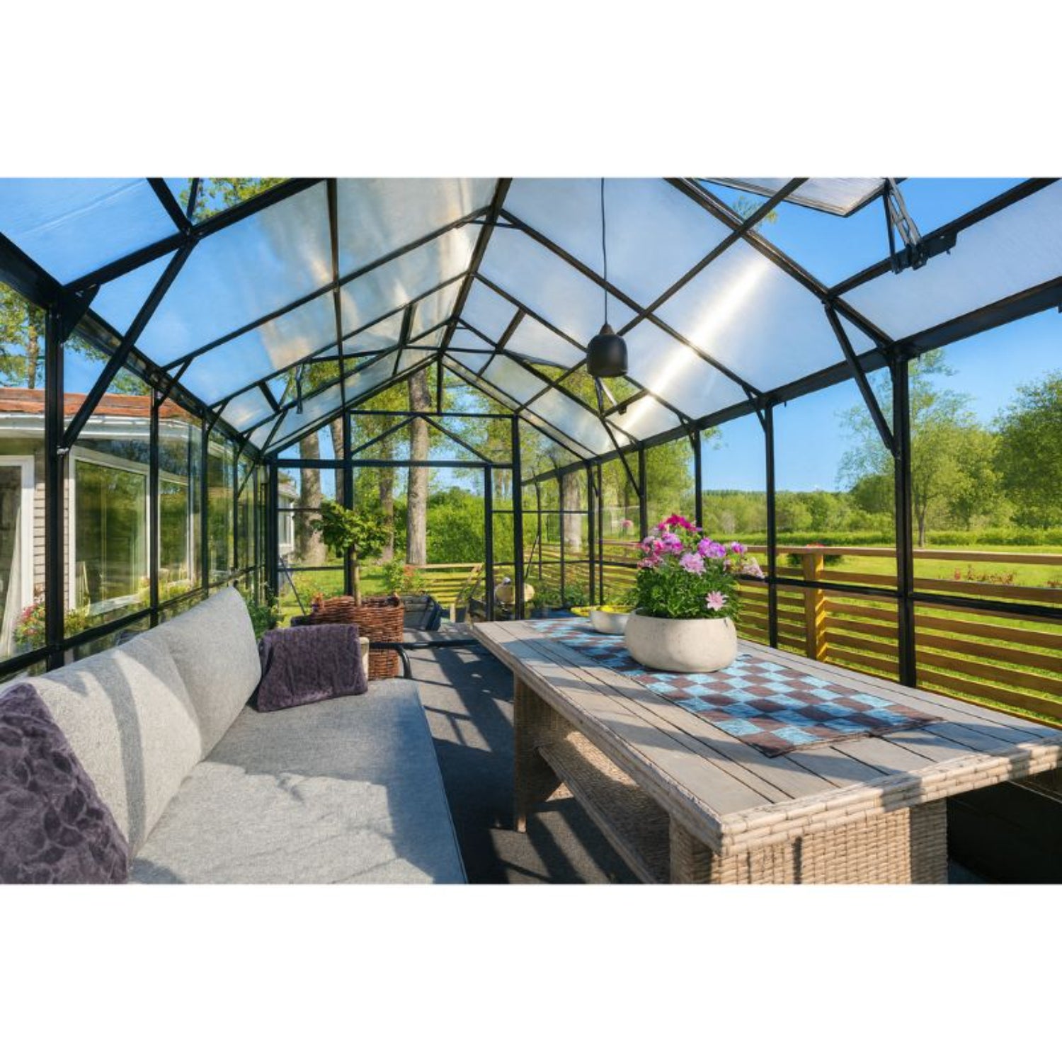 Gewächshaus Florence PRO Series 250×433 cm, Seitenwände Glass, Dach Hohlkammerplatten