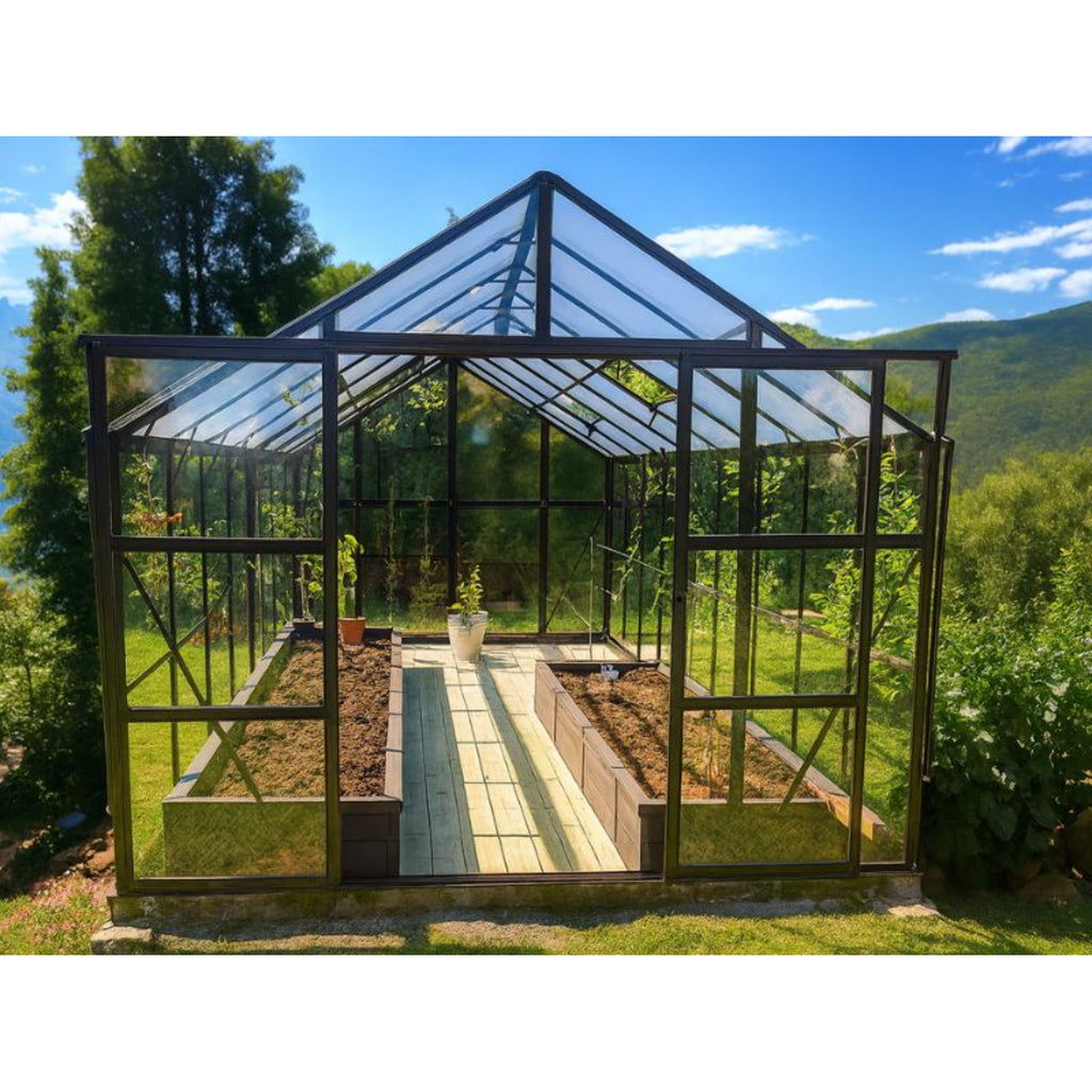 Gewächshaus Florence PRO Series 250×433 cm, Seitenwände Glass, Dach Hohlkammerplatten
