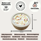 Outdoor Citronella-Betonkerze „Mugge Schreck“ – Handgemachter Insektenschutz aus dem Südschwarzwald mit Blütenverzierung - Garten-On.de