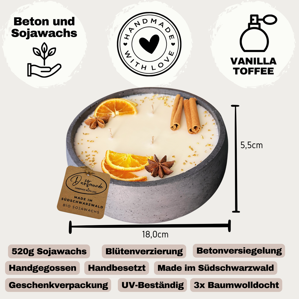 Handgemachte Betonkerze "Big Black"  Duft Vanilla Toffee von DochtFreunde - Garten-On.de