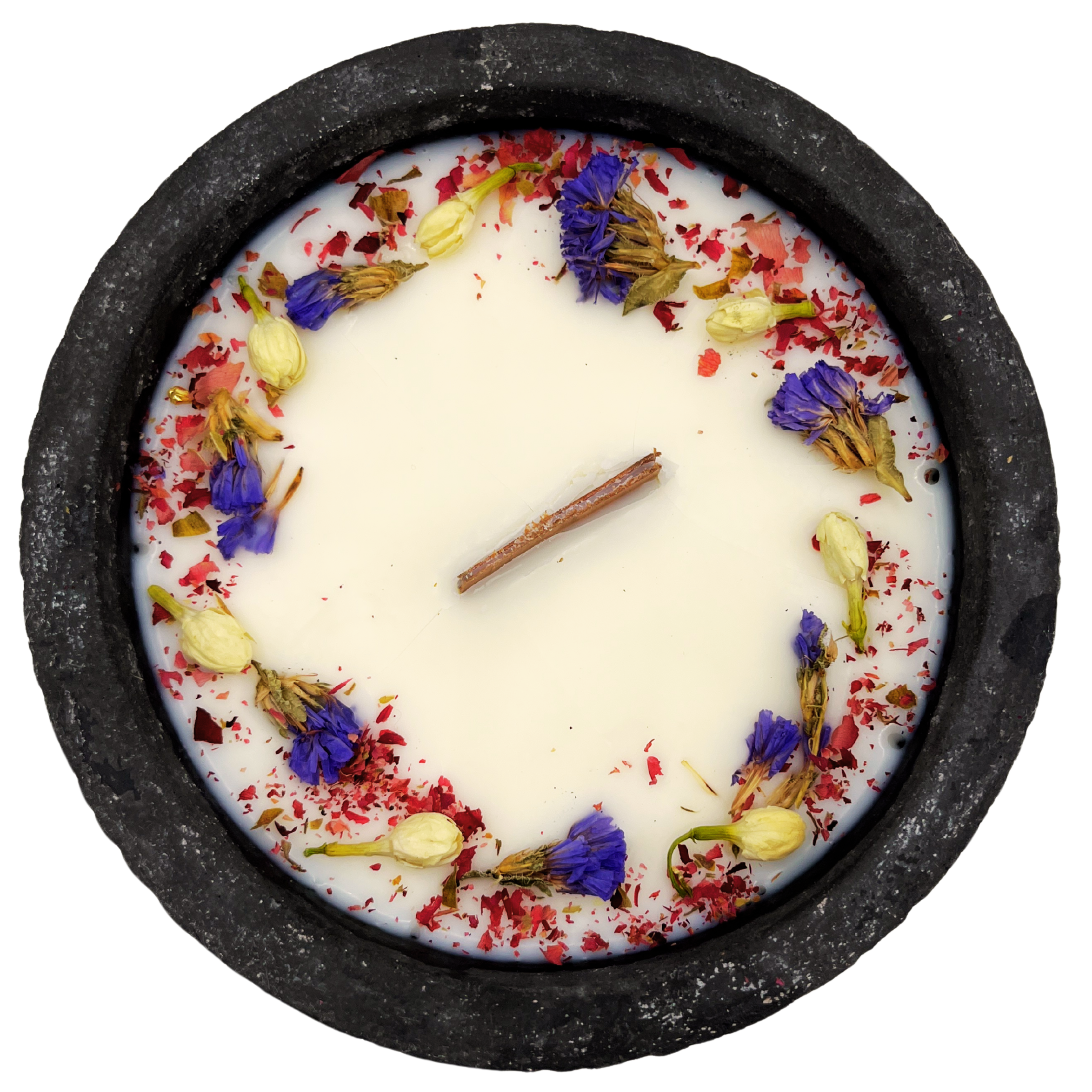 Black Edition HANDGEMACHTE Citronella BETONKERZE - Stilvolle Sojawachskerze für Ihr Zuhause. Outdoor Kerze mit Blütenverzierung und HOCHWERTIGEM Holzdocht aus dem Südschwarzwald - Garten-On.de