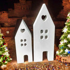 Set aus handgefertigten Aufsteckhäusern & Kerzenring – Exklusive Weihnachtsdeko - Garten-On.de