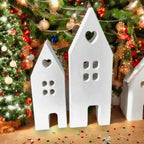 Set aus handgefertigten Aufsteckhäusern & Kerzenring – Exklusive Weihnachtsdeko - Garten-On.de
