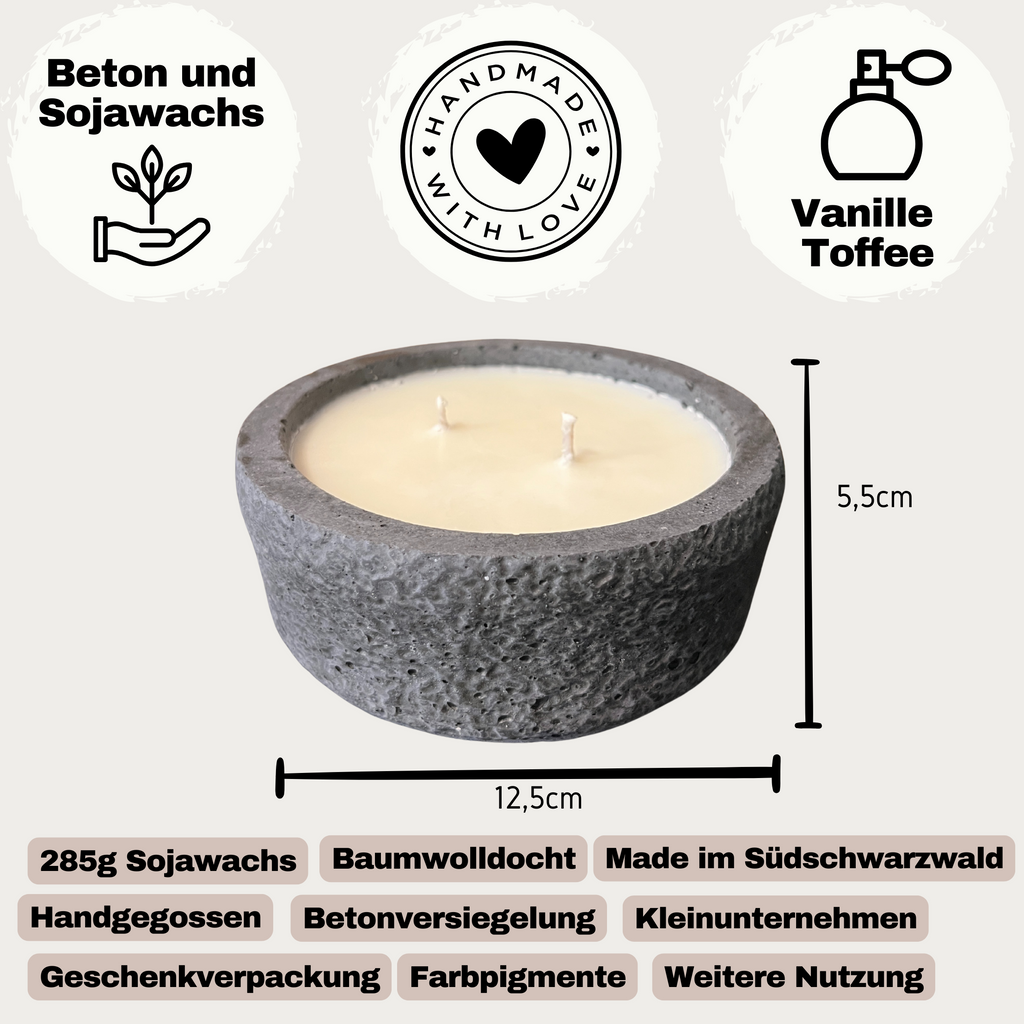Handgemachtes Betonkerzen-Set "Black and White natural" - Stilvolle Sojawachskerze für Ihr Zuhause. Aromatherapie Kerze -aus dem Südschwarzwald - Garten-On.de