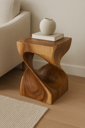 Holzhocker - Beistelltisch Blumenhocker Ablagetisch - Unikat Handgefertigt  - Gedreht aus massivem Samanholz - 45x30x30 cm - Garten-On.de