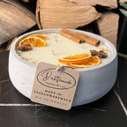 Handgemachte Betonkerze "Big Grey" 3x Baumwolldocht mit Duft Vanilla Toffee von DochtFreunde - Garten-On.de