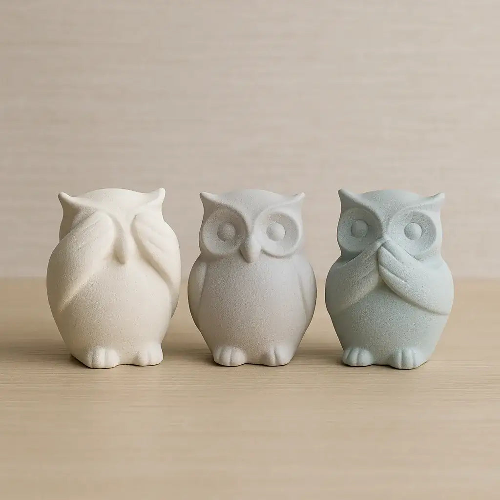 Eulenfigur „Nichts Böses sehen“ – Handgemachte Deko mit Symbolik - Garten-On.de