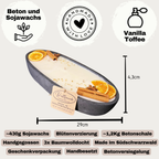 Black Edition - HANDGEMACHTE BETONKERZE "Black-Ship" - Stilvolle Sojawachskerze für Ihr Zuhause. Kerze mit Blütenverzierung und drei HOCHWERTIGEN Baumwolldochten - Garten-On.de