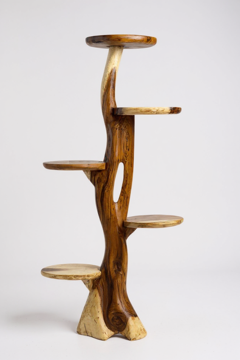 Teakholz-Regal – Natürliches Design mit einzigartiger Holzmaserung – Vielseitiges Wohnaccessoire für Pflanzen, Bücher & Deko – Verschiedene Größen - Garten-On.de